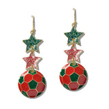 111197, WORLD CUP SOCCER FAN STAR DANGLE EARRINGS wholesale fashion jewelry - GOOD FEELINGS, INC