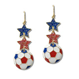 111197, WORLD CUP SOCCER FAN STAR DANGLE EARRINGS wholesale fashion jewelry - GOOD FEELINGS, INC