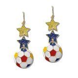 111197, WORLD CUP SOCCER FAN STAR DANGLE EARRINGS wholesale fashion jewelry - GOOD FEELINGS, INC