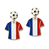 111202, WORLD CUP SOCCER FAN JERSEY DROP EARRINGS wholesale fashion jewelry - GOOD FEELINGS, INC