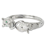 111212, PAVE CZ PANTHER STAINLESS STEEL BANGLE BRACELET wholesale fashion jewelry - GOOD FEELINGS, INC