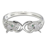 111212, PAVE CZ PANTHER STAINLESS STEEL BANGLE BRACELET wholesale fashion jewelry - GOOD FEELINGS, INC