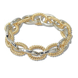 111213, MIXED TEXTURE CHAIN LINK STRETCH BRACELET wholesale fashion jewelry - GOOD FEELINGS, INC