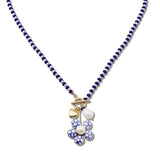 111218, FLORAL PORCELAIN AND MIXED BEAD TOGGLE NECKLACE wholesale fashion jewelry - GOOD FEELINGS, INC