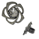 111221, FLOWER CRYSTAL RHINESTONE STRETCH RING wholesale fashion jewelry - GOOD FEELINGS, INC