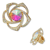 111221, FLOWER CRYSTAL RHINESTONE STRETCH RING wholesale fashion jewelry - GOOD FEELINGS, INC