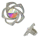 111221, FLOWER CRYSTAL RHINESTONE STRETCH RING wholesale fashion jewelry - GOOD FEELINGS, INC
