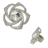 111221, FLOWER CRYSTAL RHINESTONE STRETCH RING wholesale fashion jewelry - GOOD FEELINGS, INC