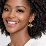 111227, CRYSTAL BUMBLE BEE STAINLESS STEEL EARRINGS wholesale fashion jewelry - GOOD FEELINGS, INC