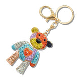 111238, CRYSTAL TEDDY BEAR KEYCHAIN BAG CHARM wholesale fashion jewelry - GOOD FEELINGS, INC