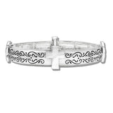 111262, FILLIGREE CROSS METAL STRETCH BRACELET wholesale fashion jewelry - GOOD FEELINGS, INC