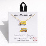 111270, WHERE MEMORIES RIDE ENAMEL SCHOOL BUS NECKLACE