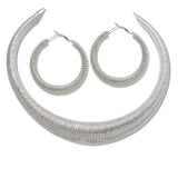 111275, RIBBED COLLAR AND HOOP NECKLACE SET
