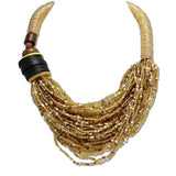111277, SEED BEAD RIBBED COLLAR STATEMENT NECKLACE