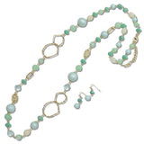 111281, MIXED SEMI PRECIOUS STONE GEOMETRIC BEADED LONG NECKLACE