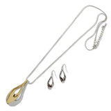 111282, TWO TONE GEOMETRIC PENDANT LONG NECKLACE