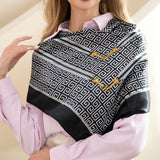 111296, GEOMETRIC GREEK KEY SATIN SQUARE SCARF