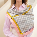 111298, CLASSIC CHECKERED SATIN SQUARE SCARF