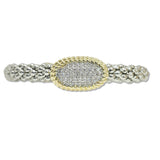 108004, 14K GOLD PLATED OVAL MICRO PAVE CUBIC ZIRCONIA DESIGNER INSPIRED CUFF BRACELET
