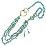 111302, MIXED TURQUOISE STONE BEADED LONG NECKLACE