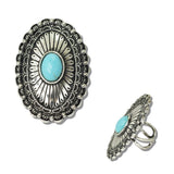 Western Turquoise Concho Adjustable Ring