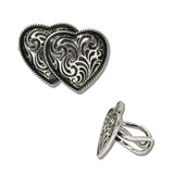 Western Filigree Double Heart Cuff Ring