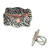 Western Longhorn Filigree Adjustable Cuff Ring