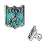 Western Rodeo Turquoise Shield Cuff Ring