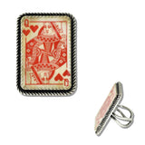 Western Queen of Hearts Playing Card Cuff Ring