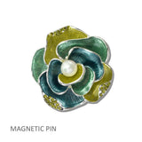 Enamel Floral Pearl Magnetic PIN - view 3