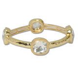 Gold Hammered Cushion Crystal Stretch Bracelet - view 2