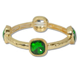 Gold Hammered Cushion Crystal Stretch Bracelet - view 3