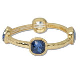 Gold Hammered Cushion Crystal Stretch Bracelet - view 4