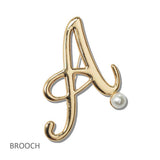 Initial Pearl Brooch PIN a to J