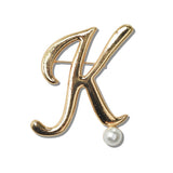 Initial Pearl Brooch PIN K to T - view 2