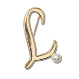 Initial Pearl Brooch PIN K to T - view 3