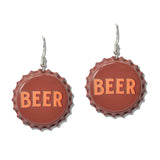Western Beer Graphic Bottle CAP Drop Earrings