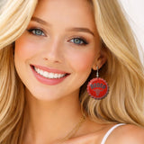 Western Rodeo Bull Graphic Bottle CAP Drop Earrings - view 2