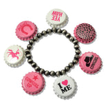 Western Cowgirl Bottle CAP Charm Stretch Bracelet