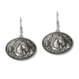Western Horse Oval Shape Drop Earrings
