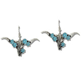 Western Steer Skull Floral Drop Earrings