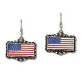 American Flag Patriotic Western Drop Earrings