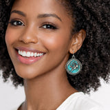 Western Horse Rider Turquoise Concho Drop Earrings
