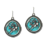 Western Horse Rider Turquoise Concho Drop Earrings - view 2