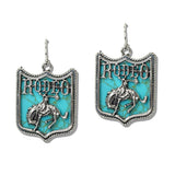 Western Rodeo Turquoise Shiled Drop Earrings