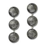 Western Triple Concho Filigree Drop Earrings