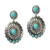 Western Turquoise Concho Drop Earrings