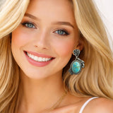 Western Rose and Turquoise Revolver Drop Earrings - view 3