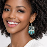 Western Horse Graphic Turquoise Drop Earrings - view 2