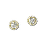 Round Halo Cubic Zirconia Stud Earrings - view 2